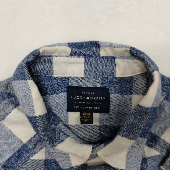 Lucy brand Saturday stretch plaid flannel shirt men's size medium bnwt - Picture 8 of 14